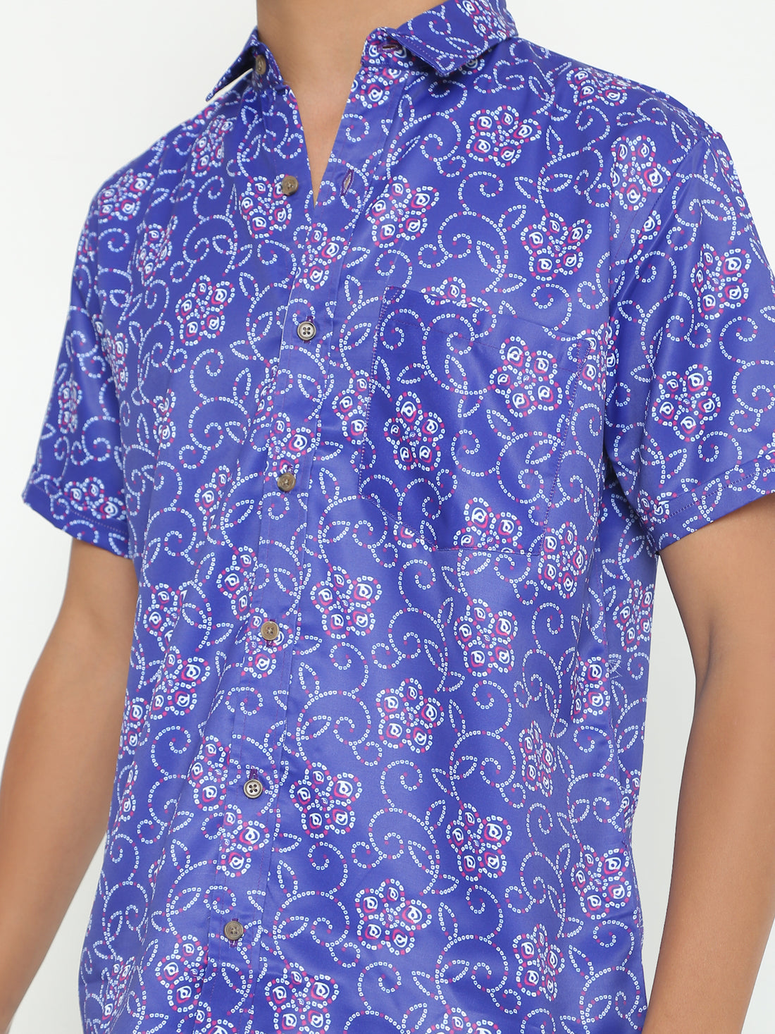 Platon Blue Floral Printed Casuals Shirt