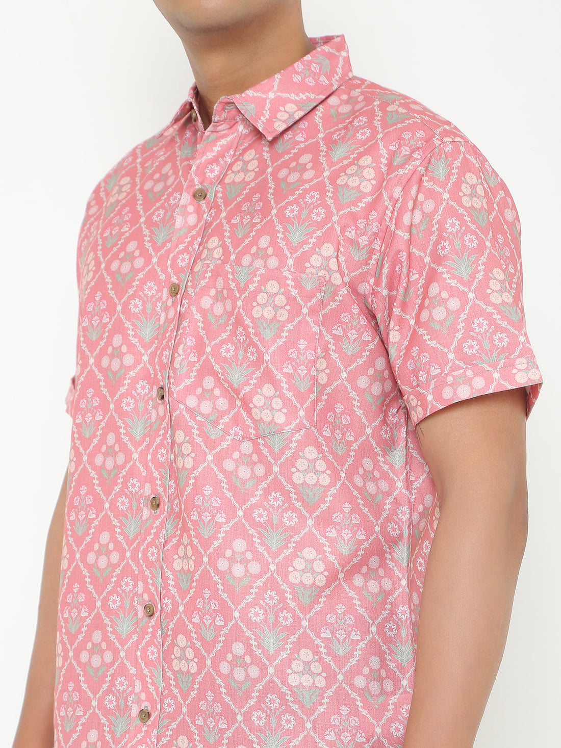 Pink Floral Printed Casuals Shirt