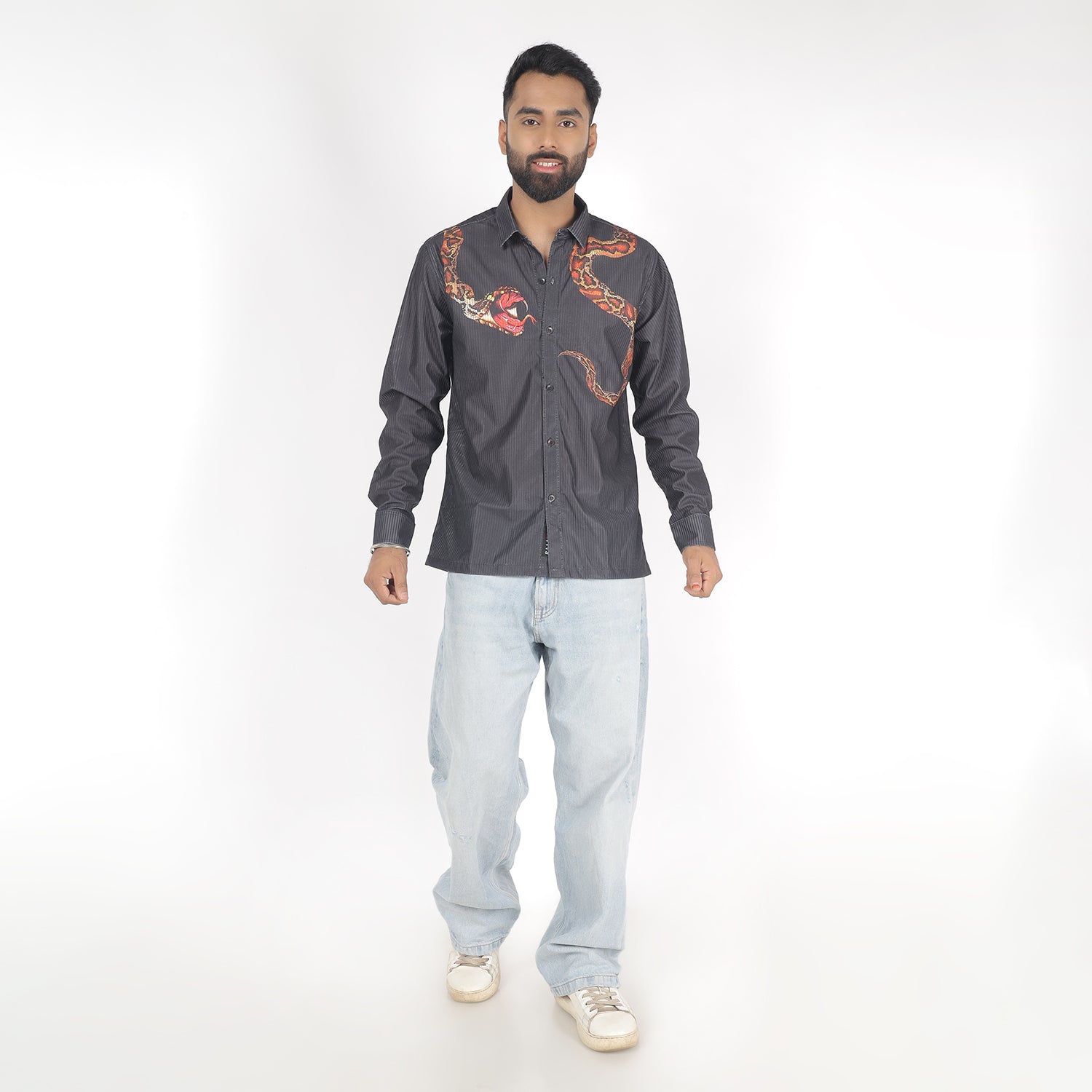 Men Snake Print Funky Shirt