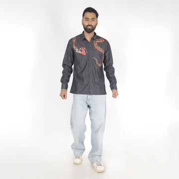 Men Snake Print Funky Shirt