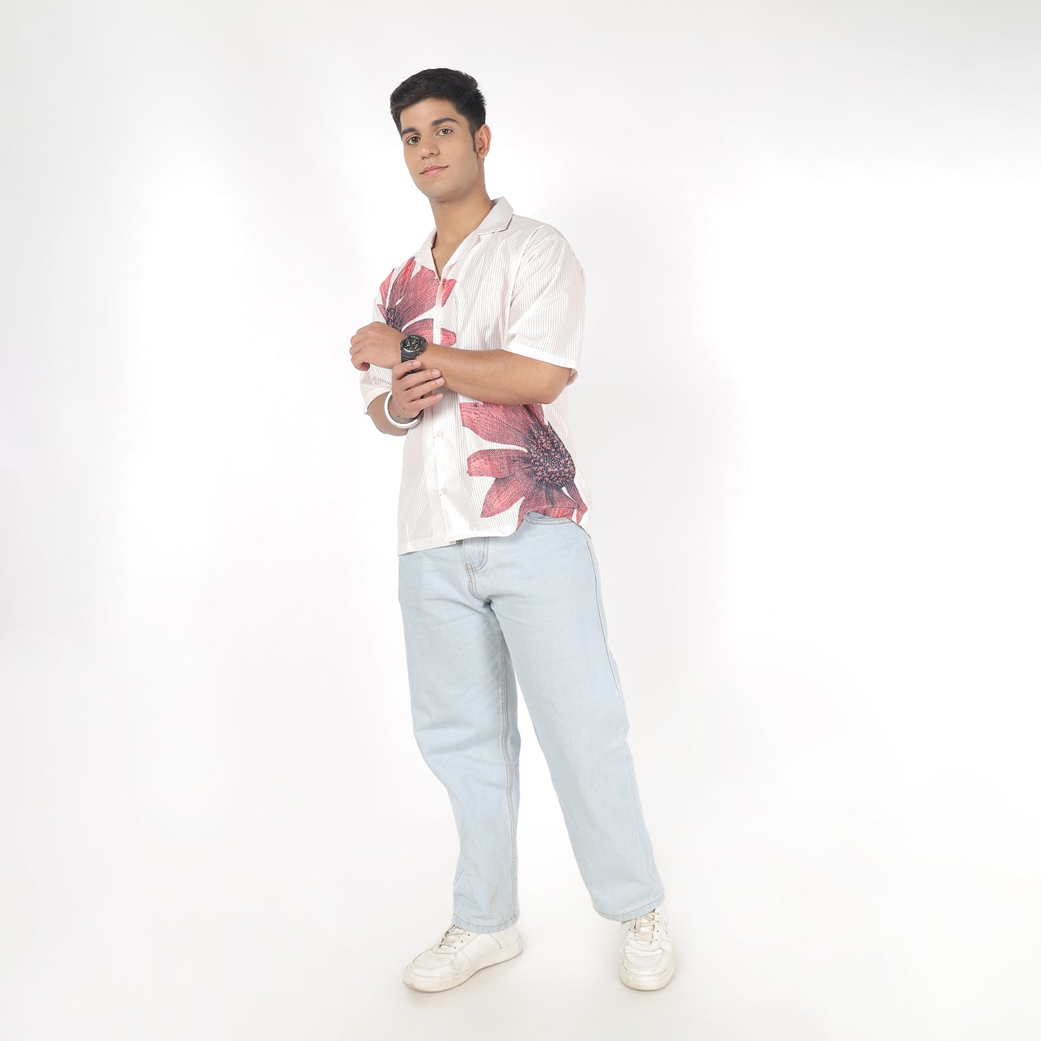 Men Flower Print Funky Shirt