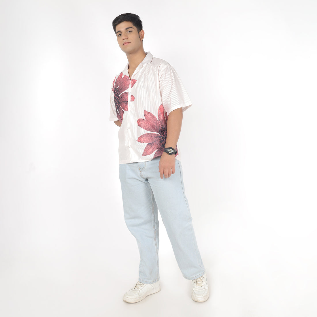 Men Flower Print Funky Shirt