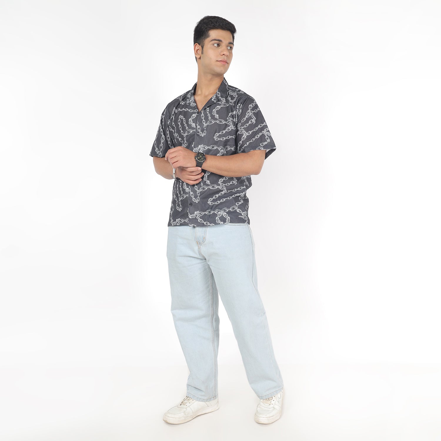 Men Designed with Black Print Funky Shirt