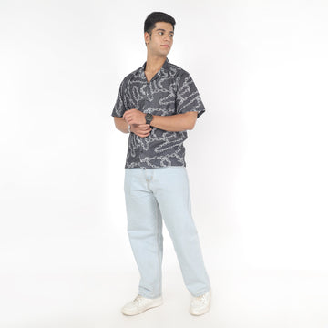 Men Designed with Black Print Funky Shirt