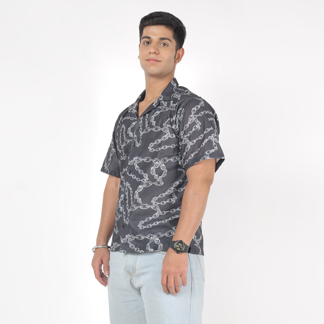 Men Designed with Black Print Funky Shirt
