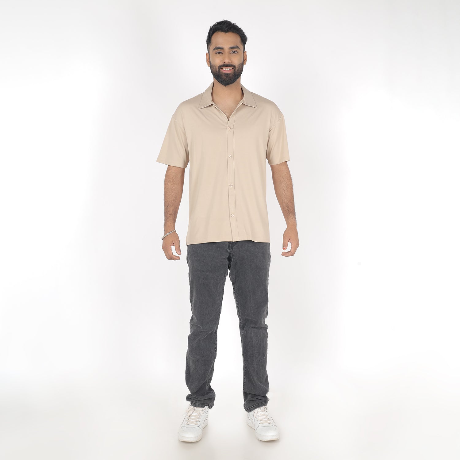 Light Biege Smart Casual Shirts