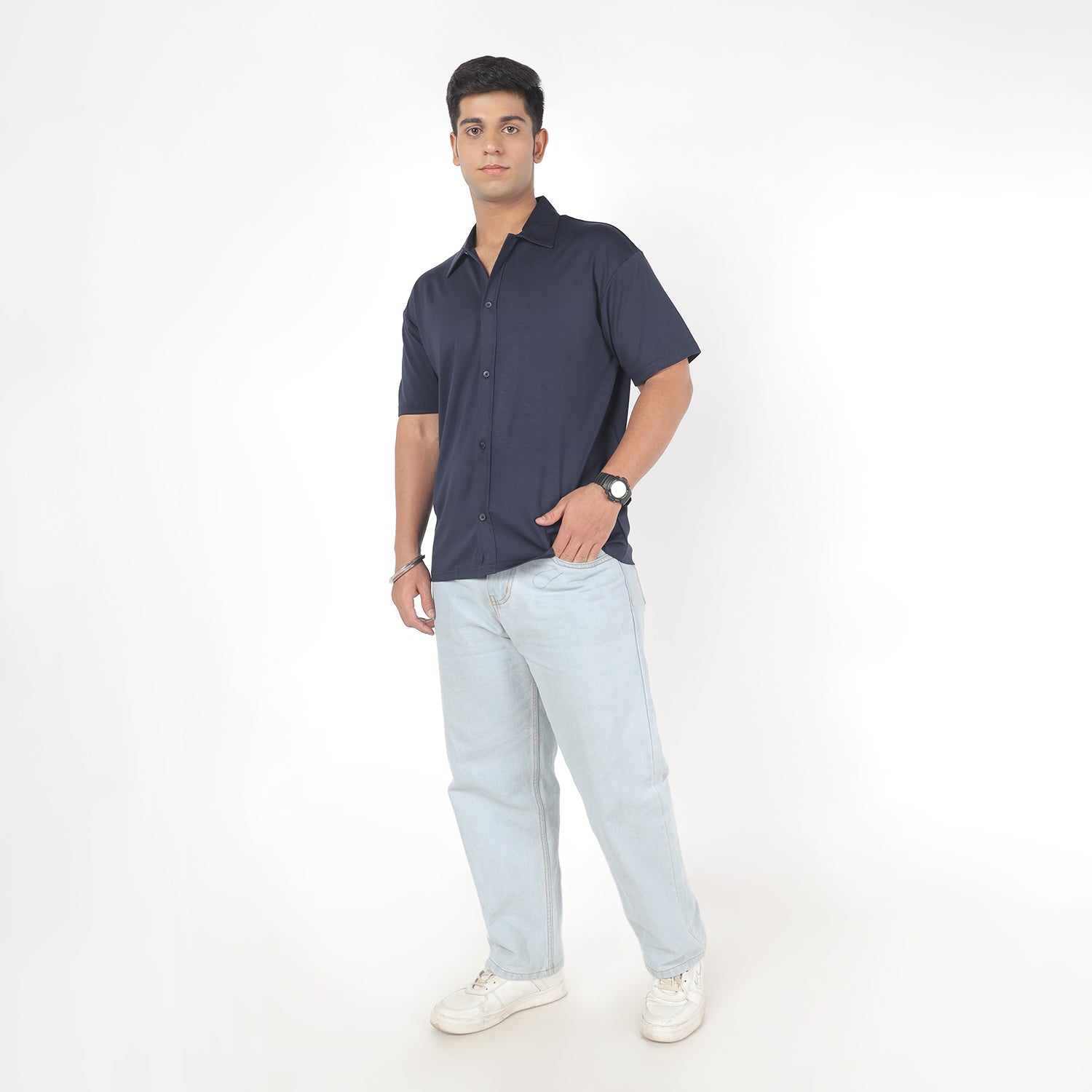 Navy Blue Smart Casual Shirts
