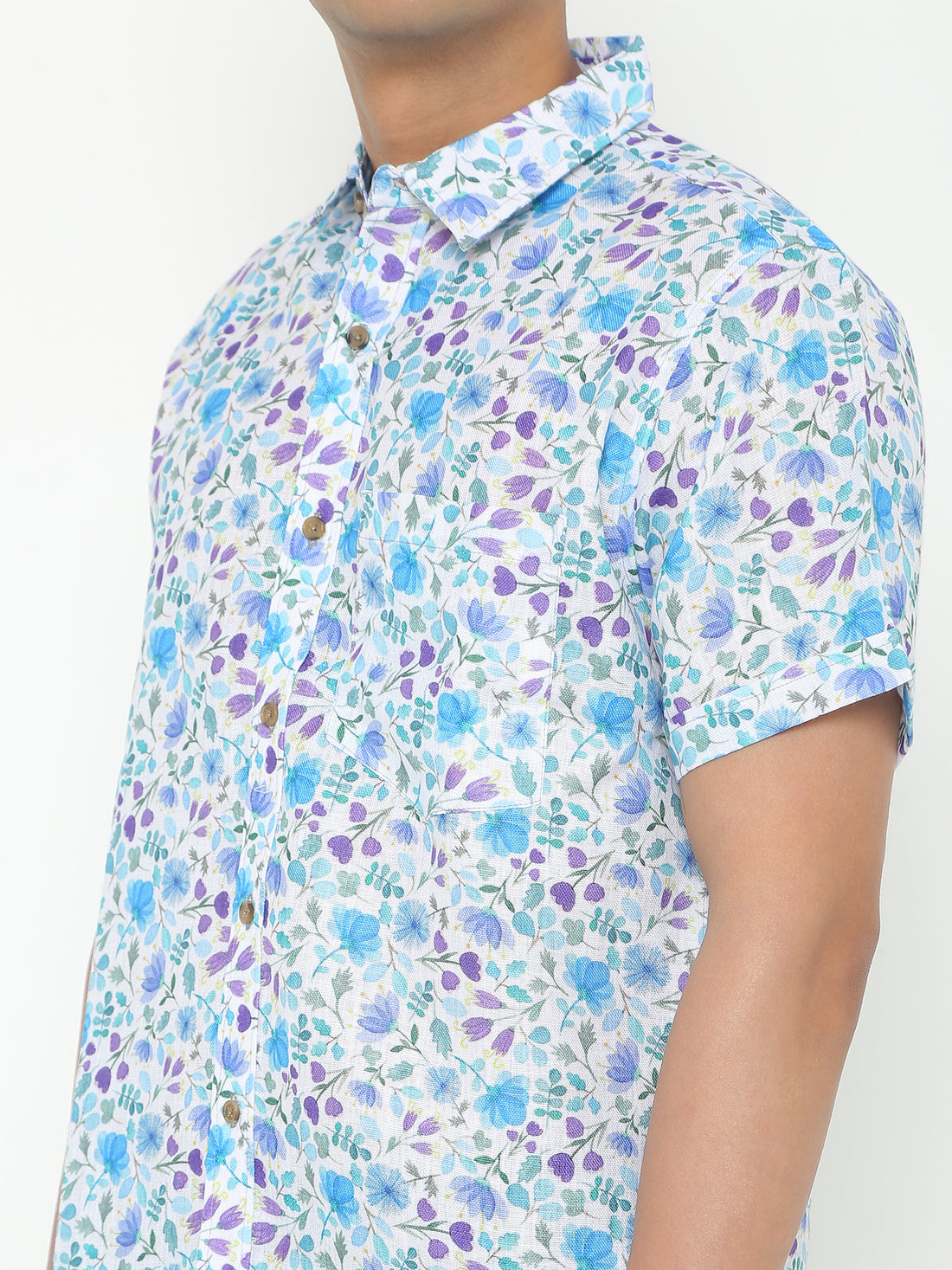 Platon Flower White Printed Casuals Shirt