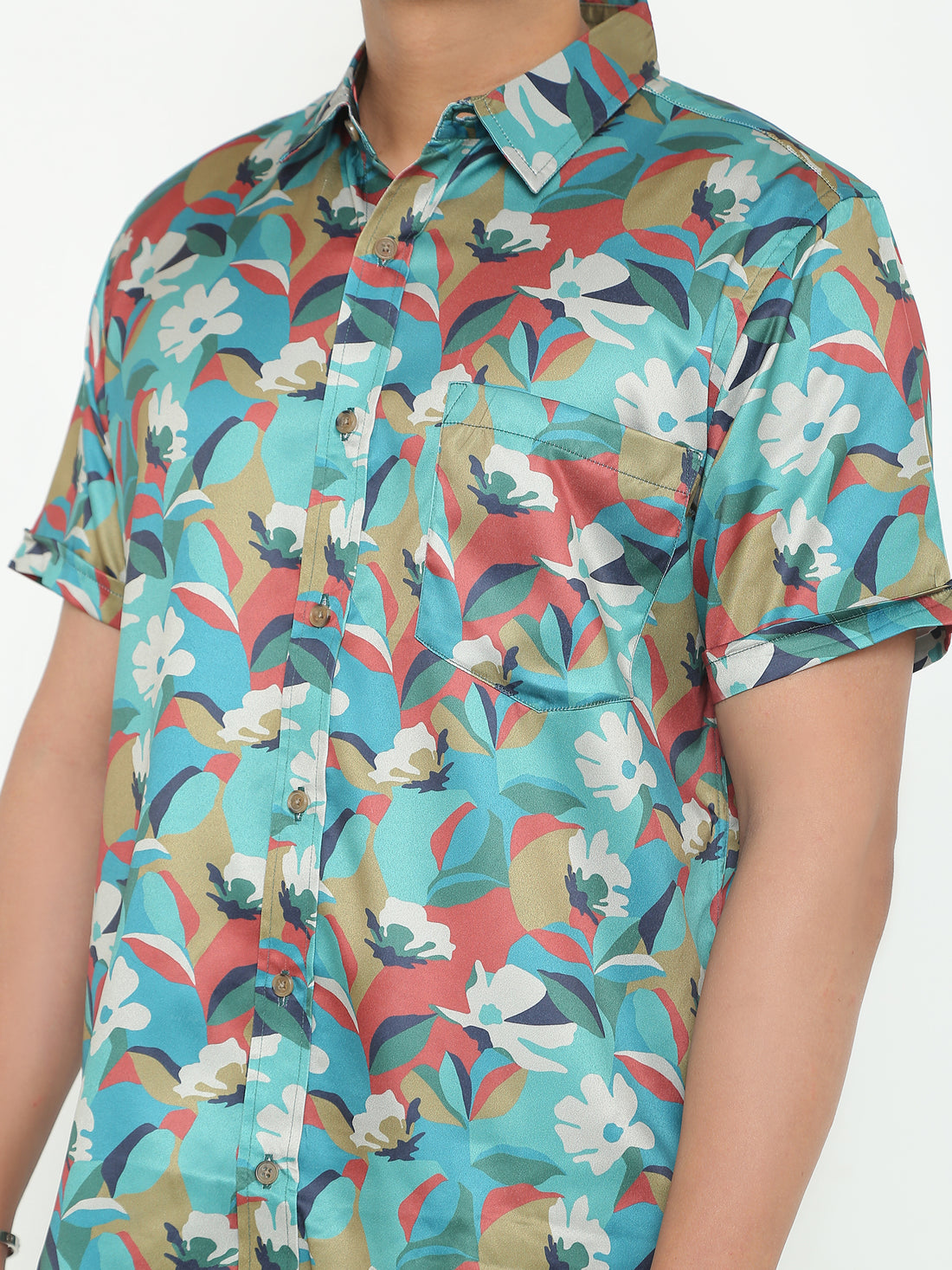 Sky Blue Abstract Printed Casuals Shirt