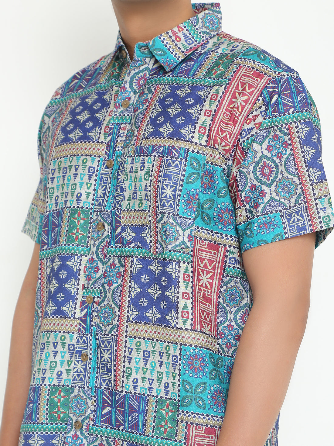 Teal & Blue Printed Printed Casuals Shirt