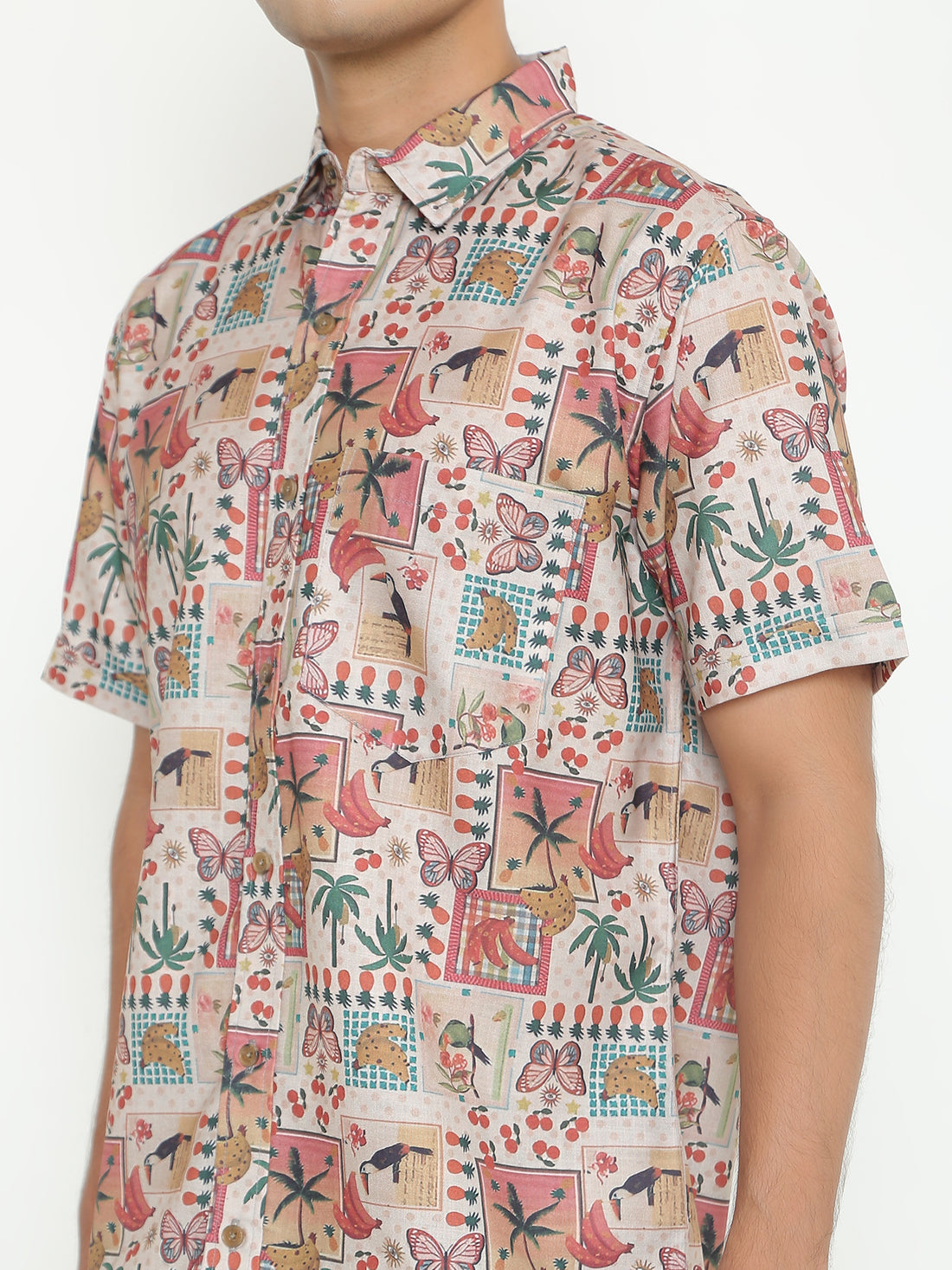 Teal & Multi Giza Printed Printed Casuals Shirt