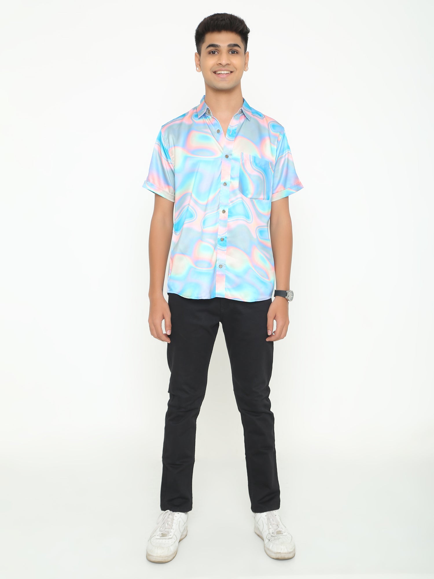 Rodney Sky Blue Printed Casuals Shirt