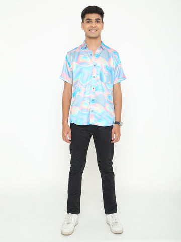 Rodney Sky Blue Printed Casuals Shirt