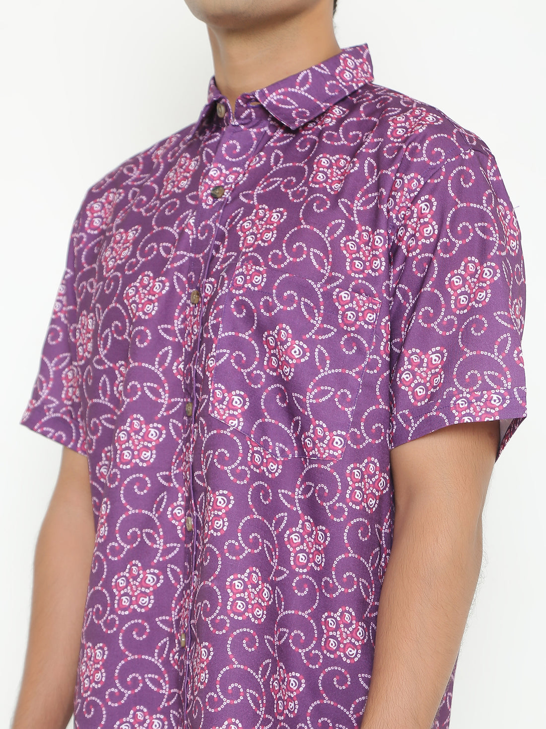Platon Purple Floral Printed Casuals Shirt