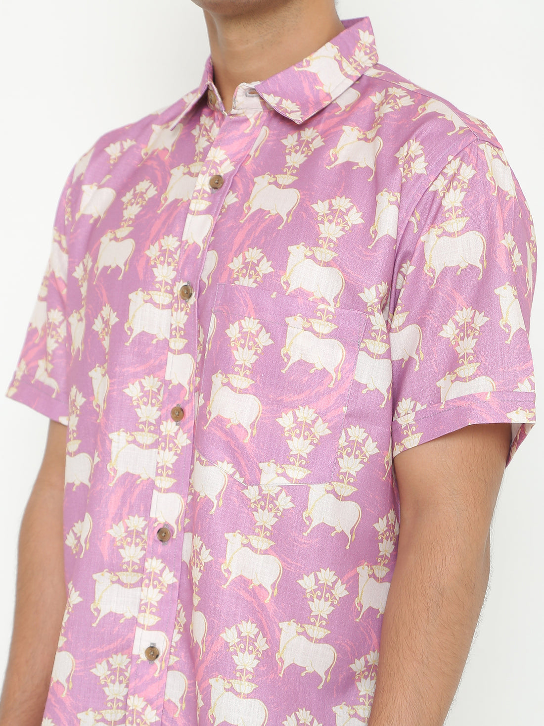 Platon Light Pink Floral Printed Casuals Shirt
