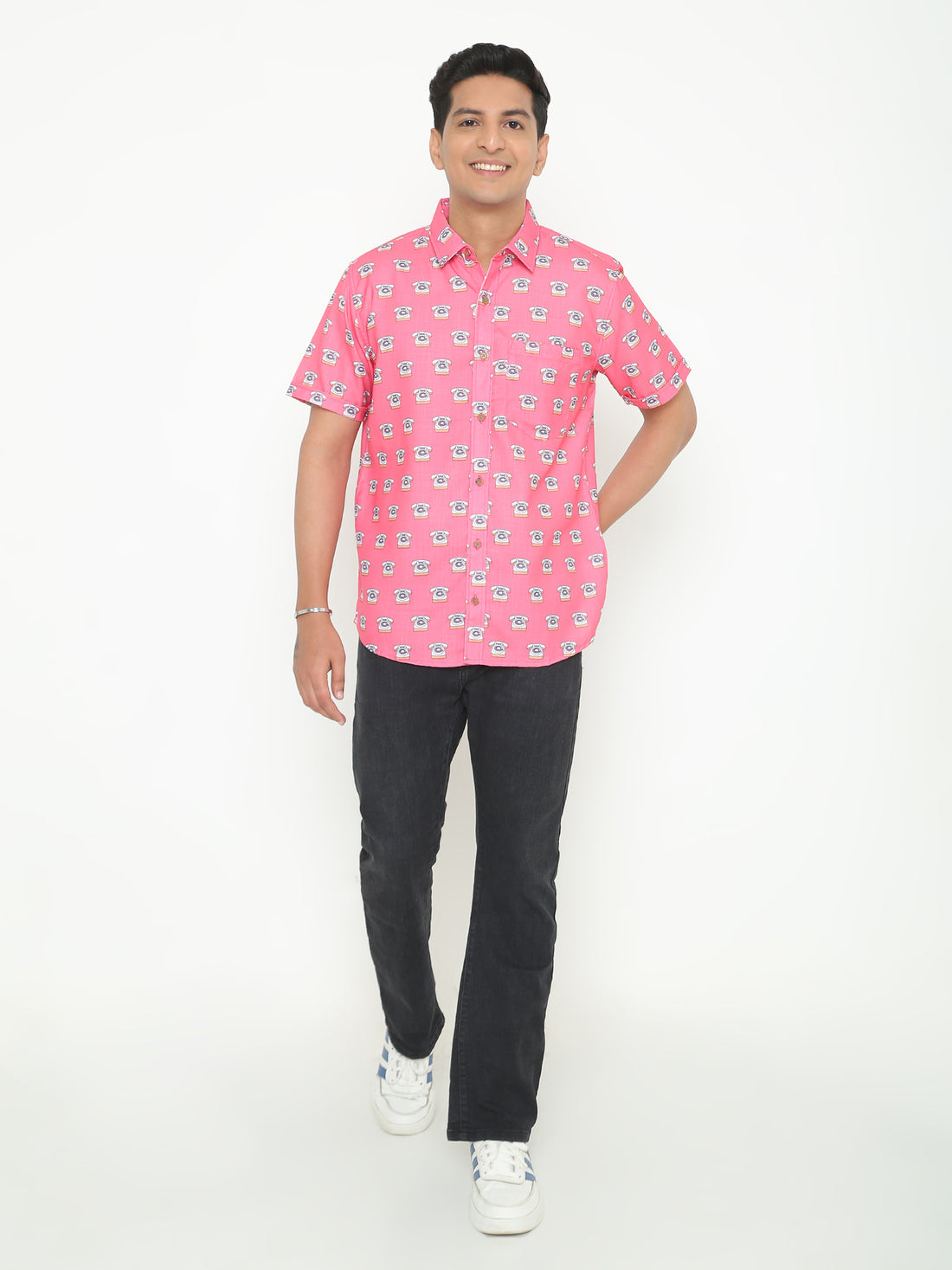 Platon Pink Floral Printed Casuals Shirt