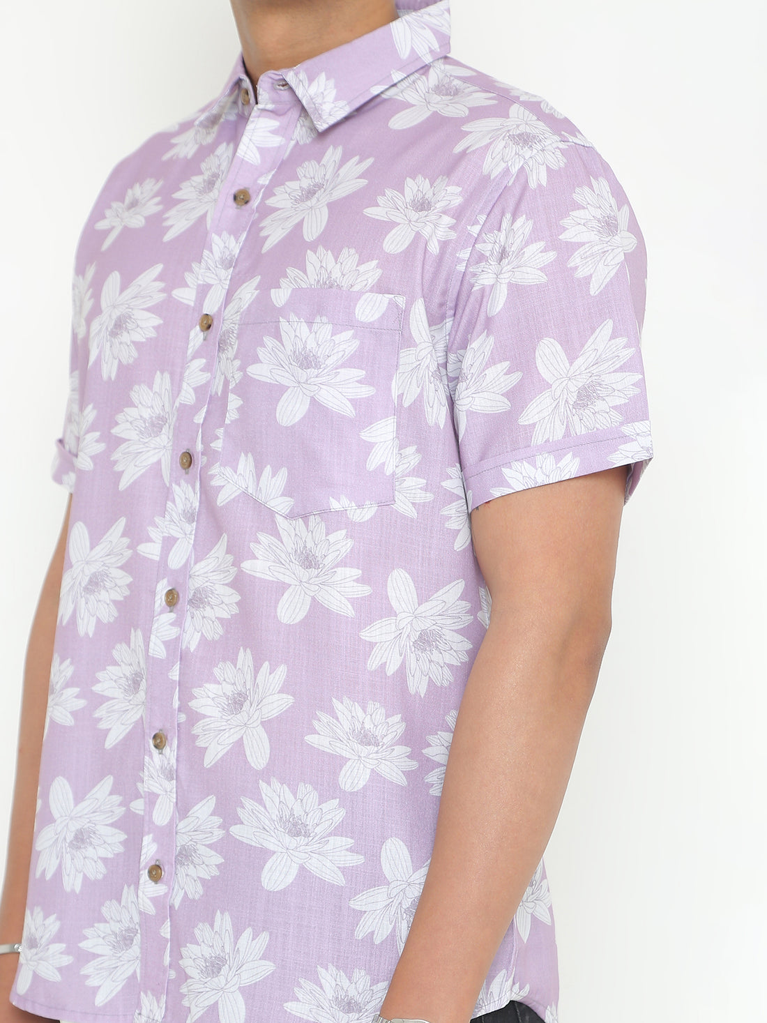 Platon Light Purple Floral Printed Casuals Shirt