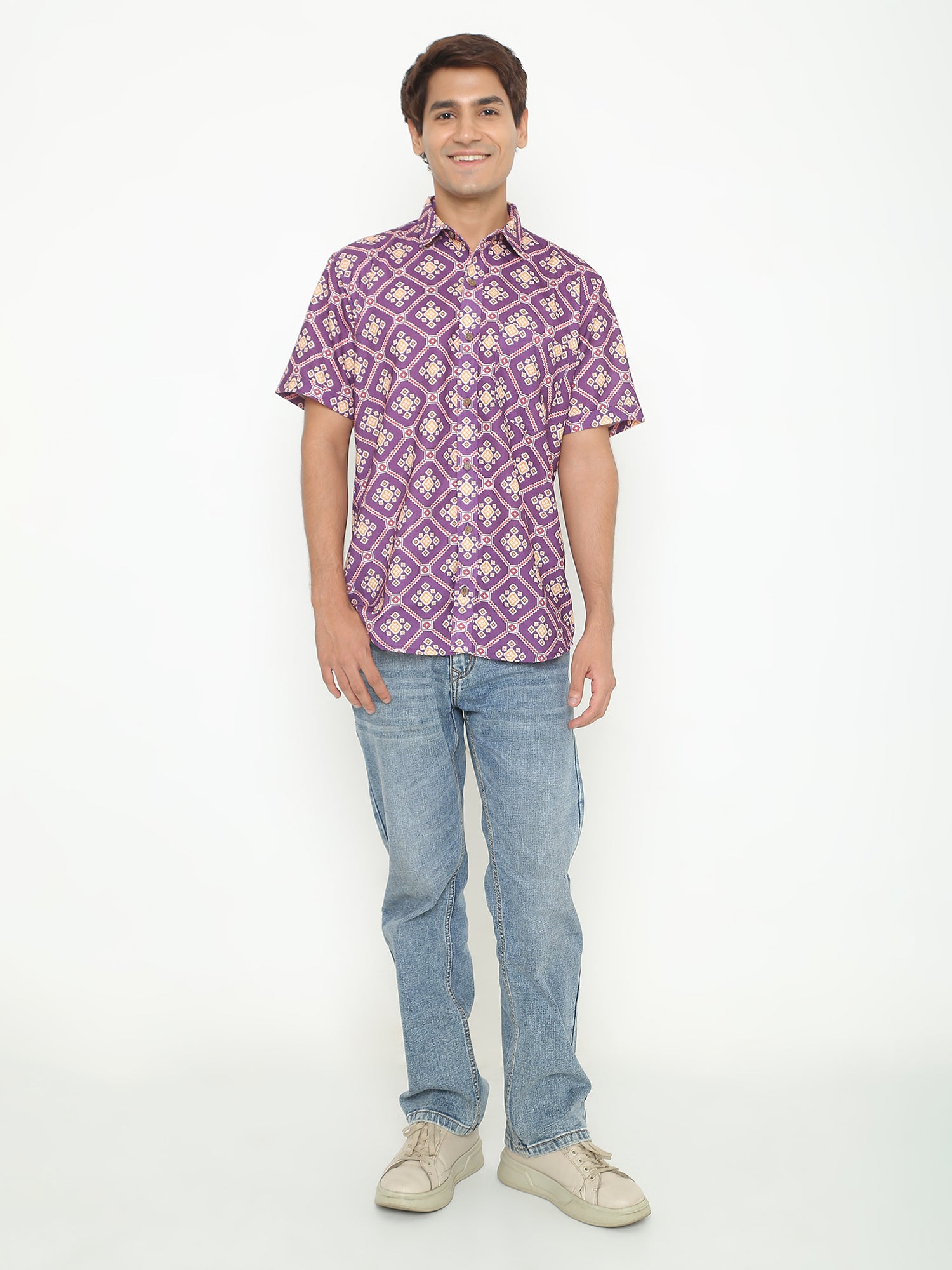 Multi Purple Floral Printed Casuals Shirt