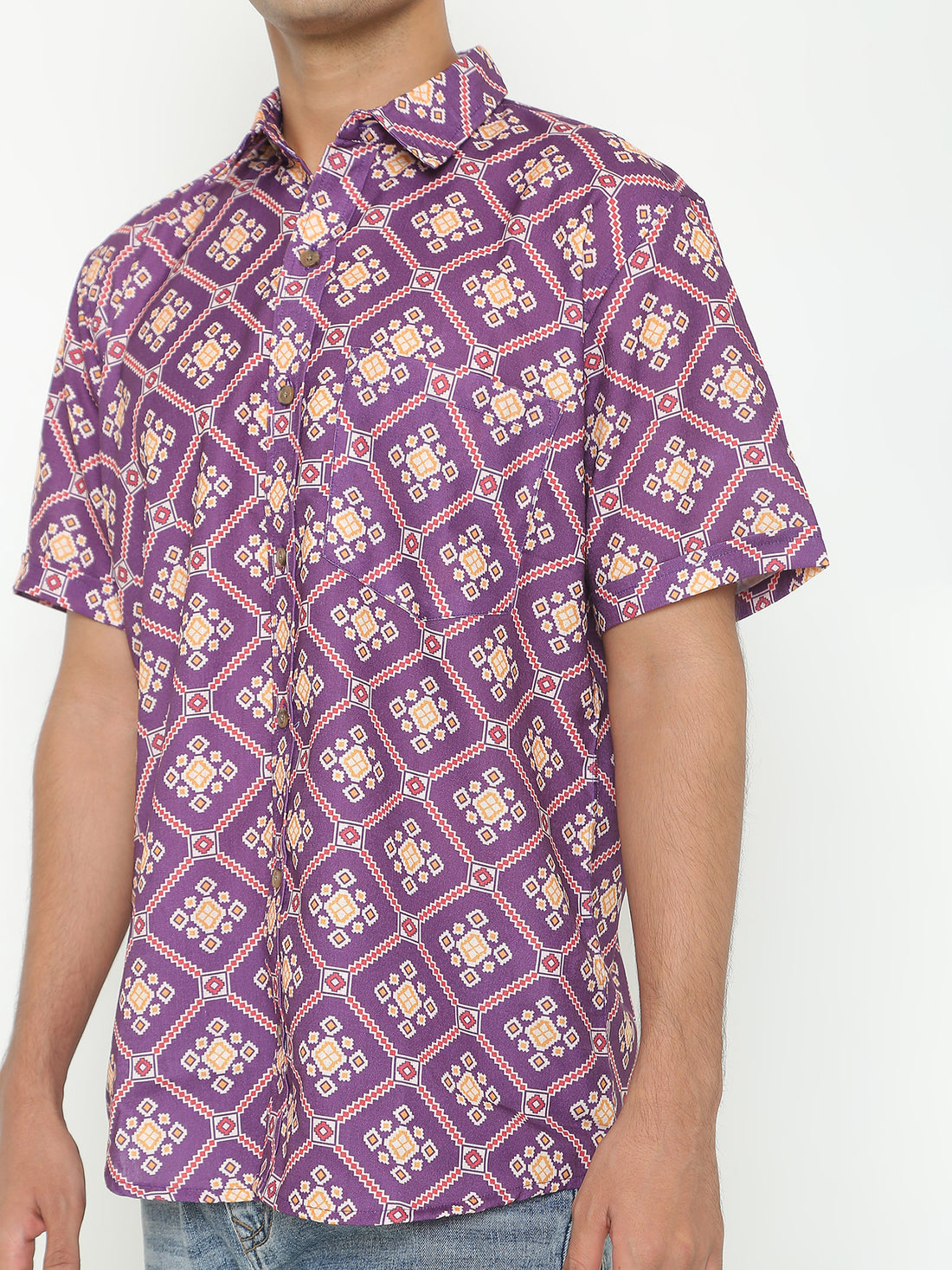 Multi Purple Floral Printed Casuals Shirt